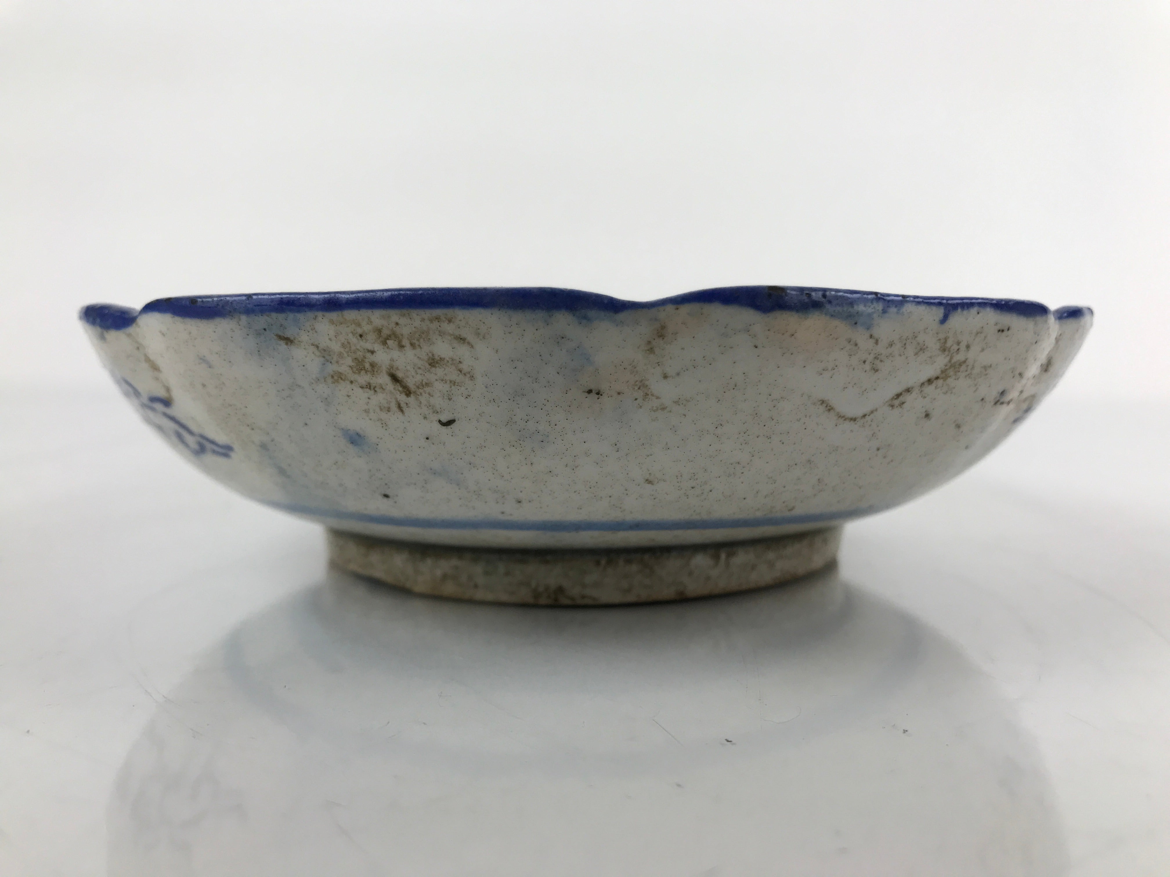 Antique Japanese Ceramic Sometsuke Bowl Cherry Blossom Floral Blue White PY661