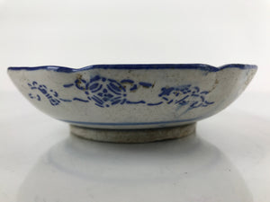 Antique Japanese Ceramic Sometsuke Bowl Cherry Blossom Floral Blue White PY661