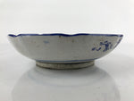 Antique Japanese Ceramic Sometsuke Bowl Cherry Blossom Floral Blue White PY661