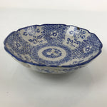 Antique Japanese Ceramic Sometsuke Bowl Cherry Blossom Floral Blue White PY661