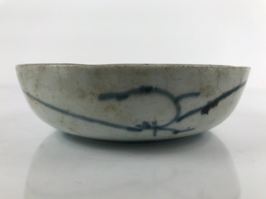 Antique Japanese Ceramic Sometsuke Bowl Chrysanthemum Blue White PY662