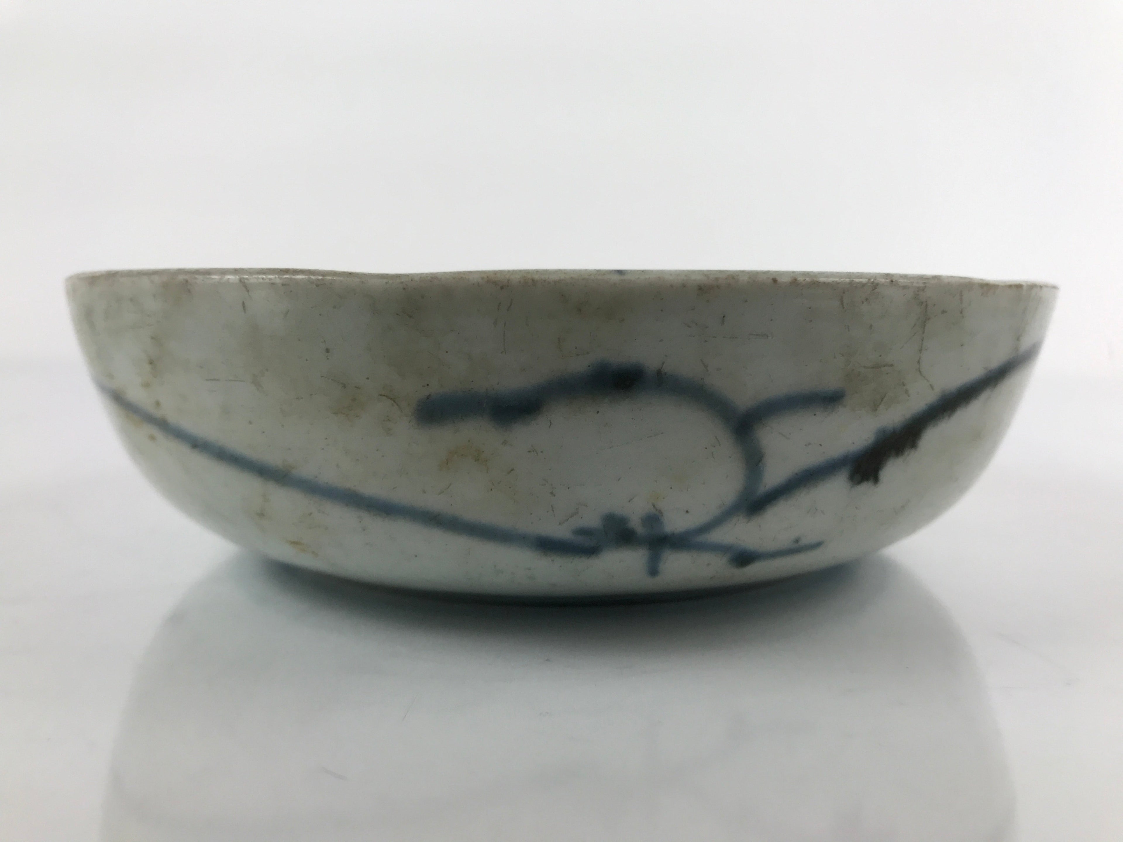 Antique Japanese Ceramic Sometsuke Bowl Chrysanthemum Blue White PY662