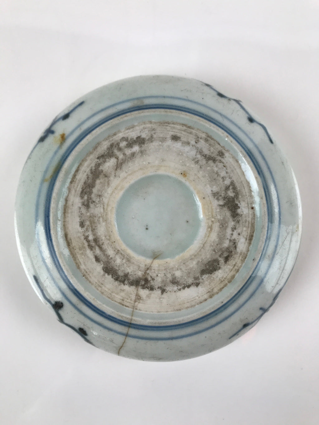 Antique Japanese Ceramic Sometsuke Bowl Chrysanthemum Blue White PY662