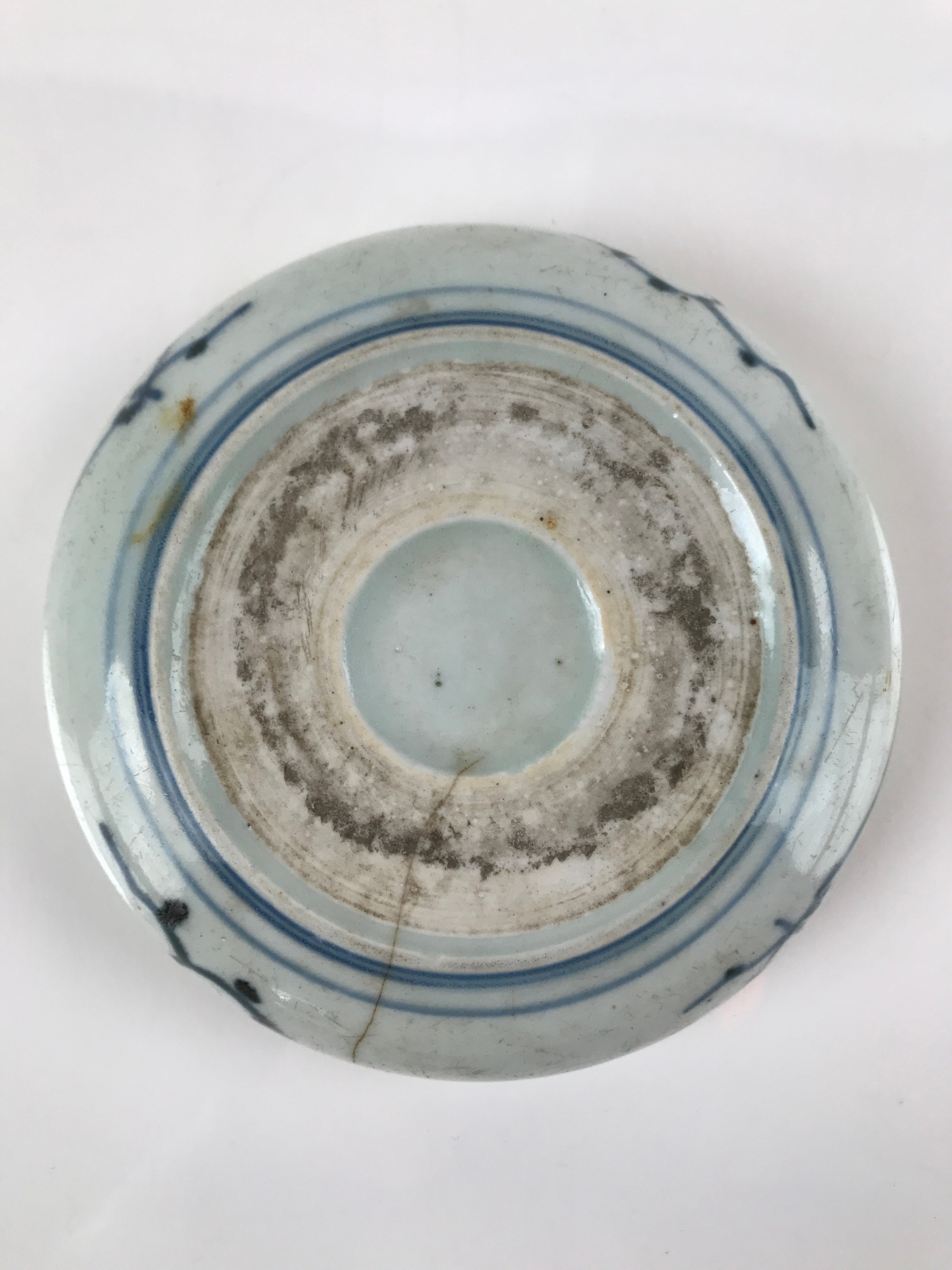 Antique Japanese Ceramic Sometsuke Bowl Chrysanthemum Blue White PY662