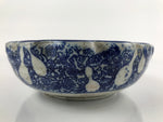 Antique Japanese Ceramic Sometsuke Bowl Shishi Lion Hyotan Gourd Blue PY660