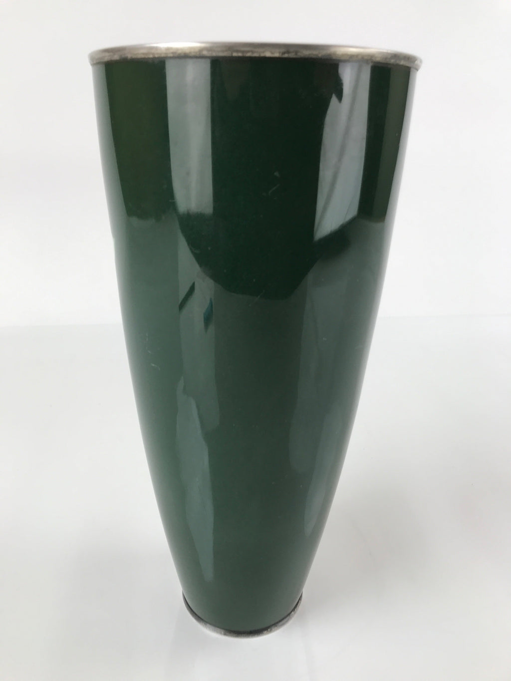 Antique Japanese Cloisonné Enamel Flower Vase Kabin Shippo Yusen Green FK95