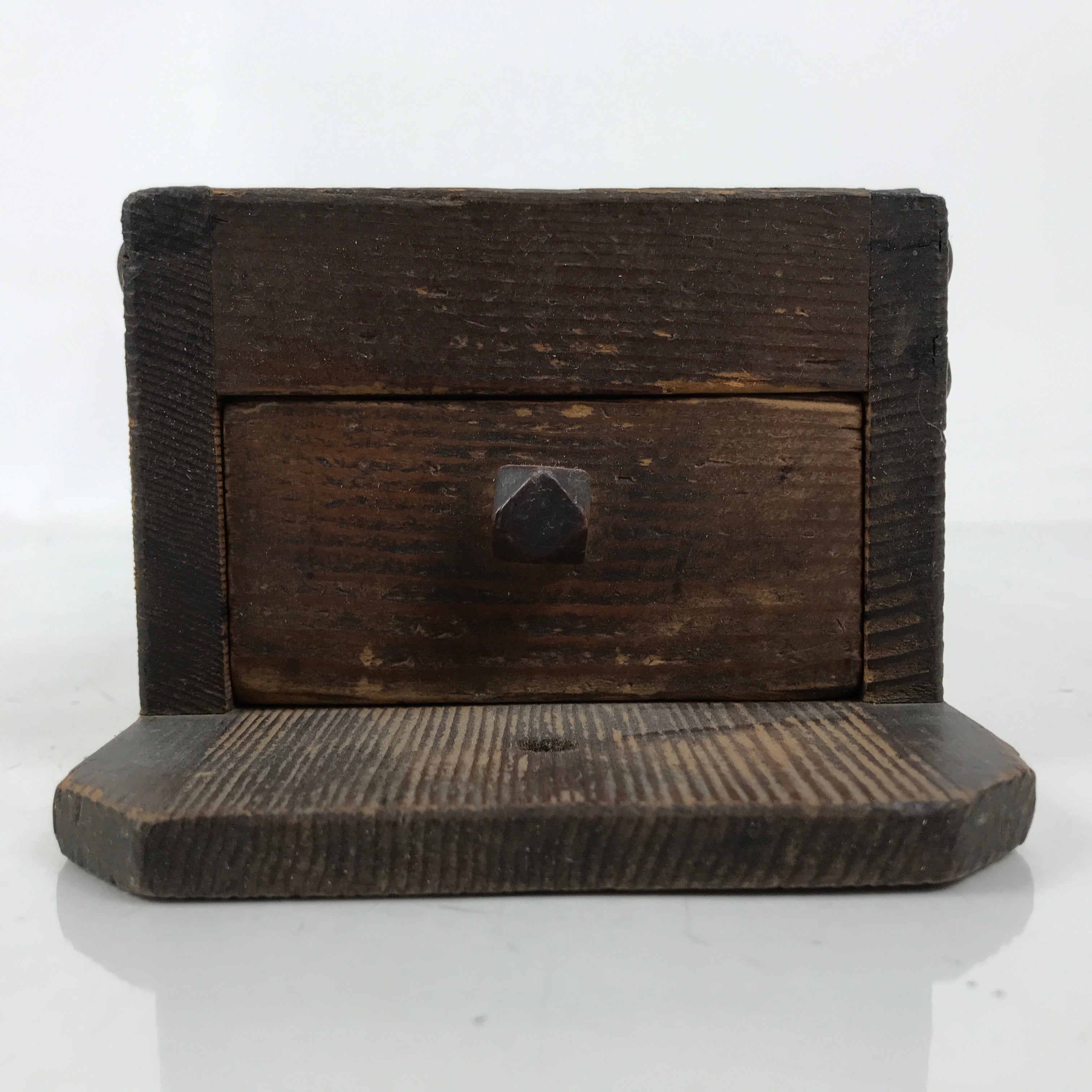 Antique Japanese Dried Bonito Wooden Box Drawer Shaver Plane Brown JK891