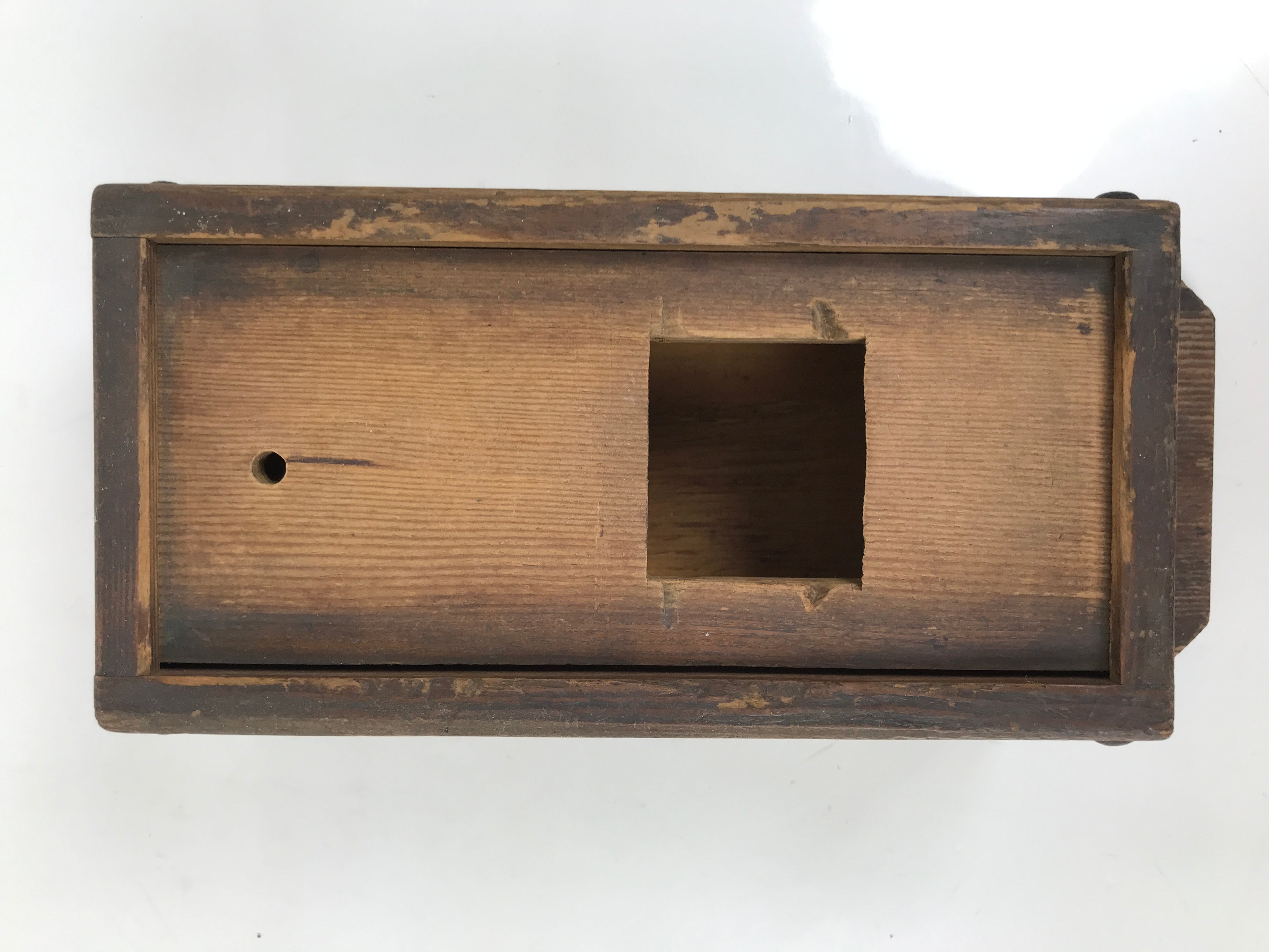 Antique Japanese Dried Bonito Wooden Box Drawer Shaver Plane Brown JK891