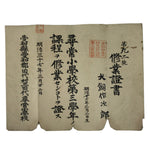 Antique Japanese Elementary School Grade Completion Certificate C1904 Paper P406