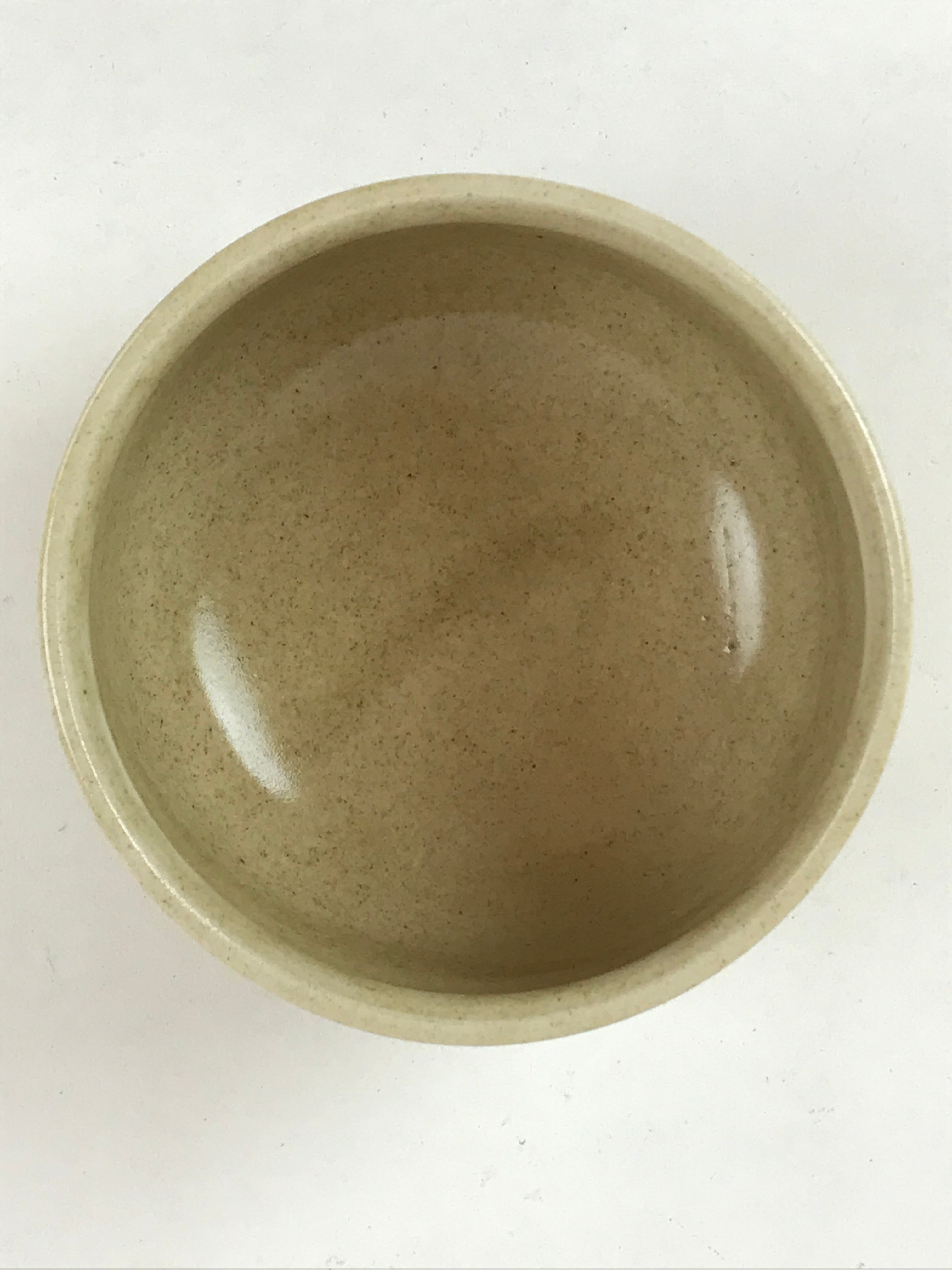 Antique Japanese Green Tea Ceremony Bowl Vtg Beige Pine Tree Matcha Chawan CHB4