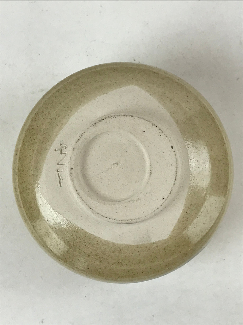 Antique Japanese Green Tea Ceremony Bowl Vtg Beige Pine Tree Matcha Chawan CHB4