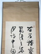 Antique Japanese Hanging Scroll C1910 Calligraphy Black White Kakejiku SC851