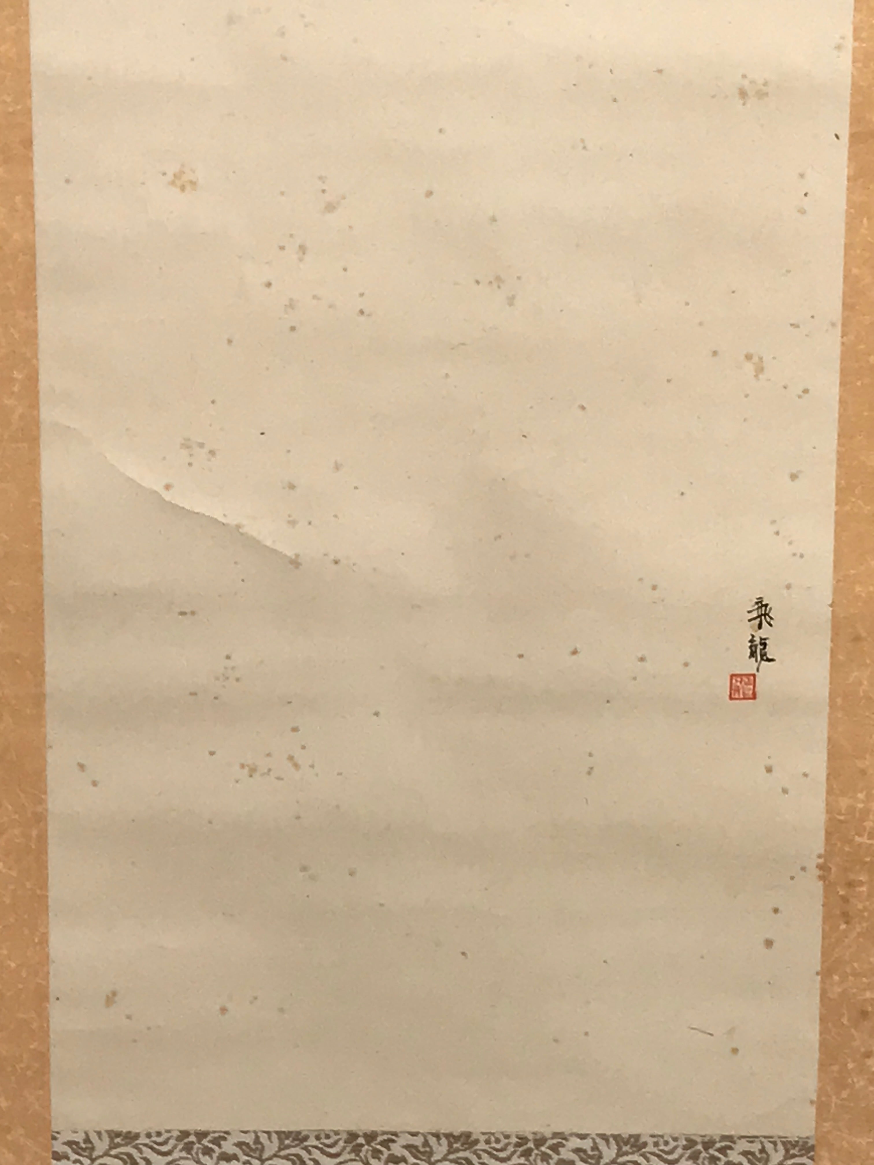 Antique Japanese Hanging Scroll Kakejiku Bird Flower Painting Kacho Color KJ186
