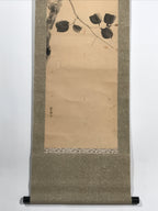Antique Japanese Hanging Scroll Kakejiku Camellia Flower Winter Black Red KJ188