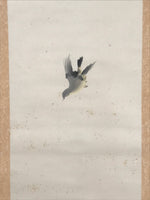 Antique Japanese Hanging Scroll Kakejiku Flying Bird Bamboo Leaves Color KJ191