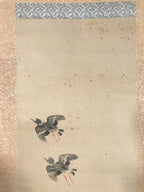 Antique Japanese Hanging Scroll Kakejiku Flying Bird Plover Fall Color KJ190