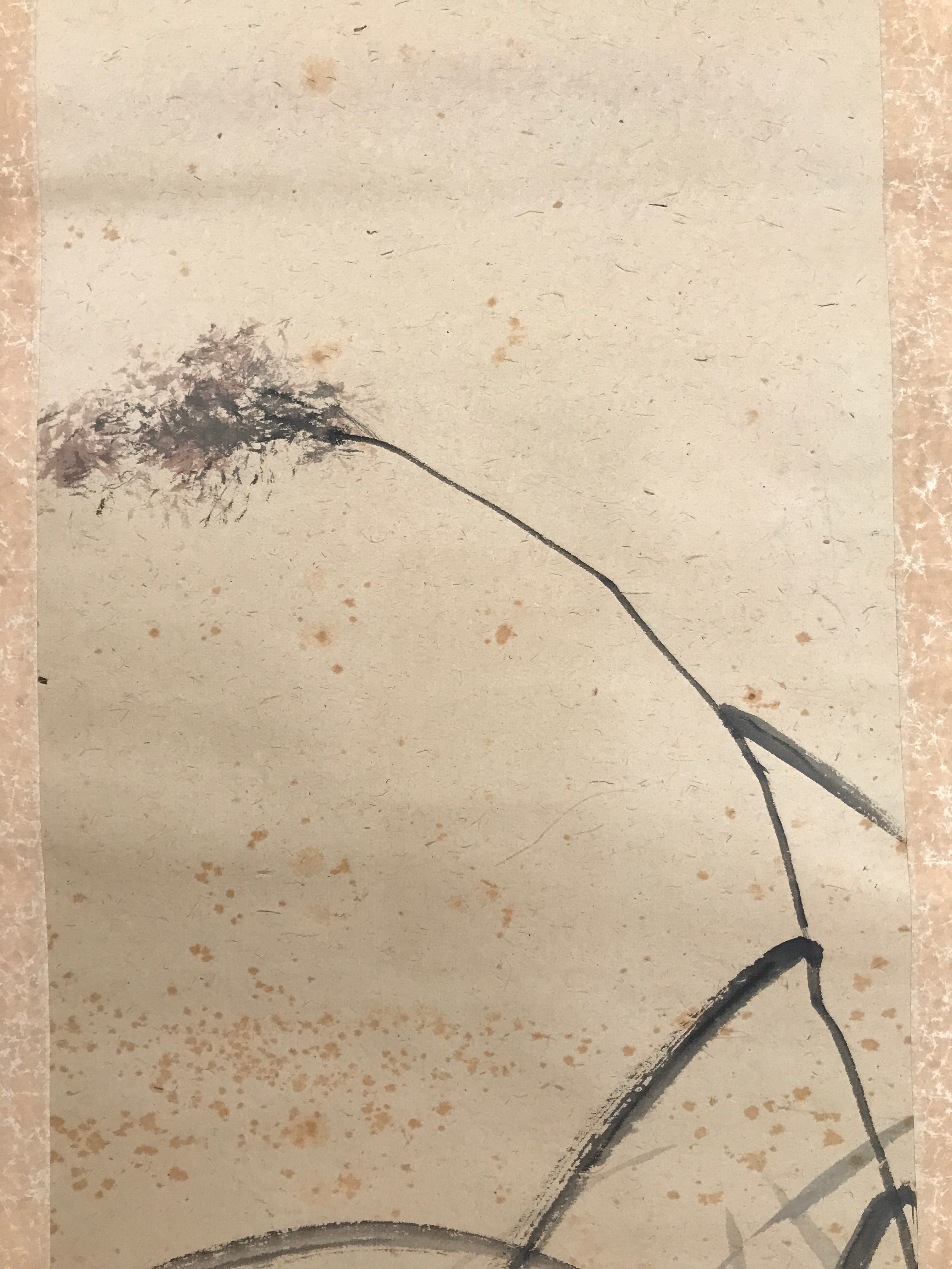Antique Japanese Hanging Scroll Kakejiku Flying Bird Plover Fall Color KJ190
