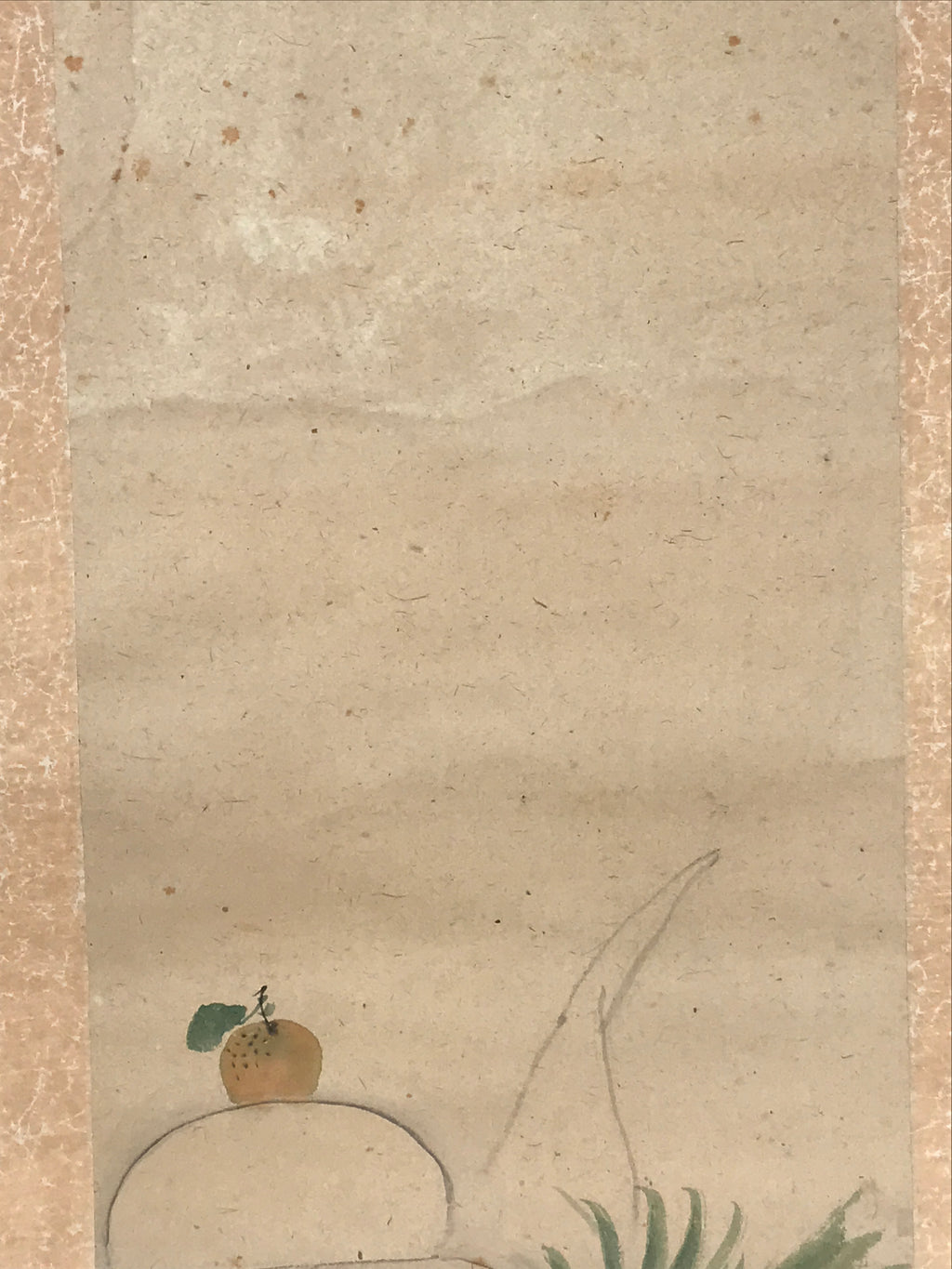 Antique Japanese Hanging Scroll Kakejiku New Year Kagamimochi Mouse Color KJ187