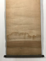 Antique Japanese Hanging Scroll Vtg Kakejiku Mountain River Boats Ink Color KJ94