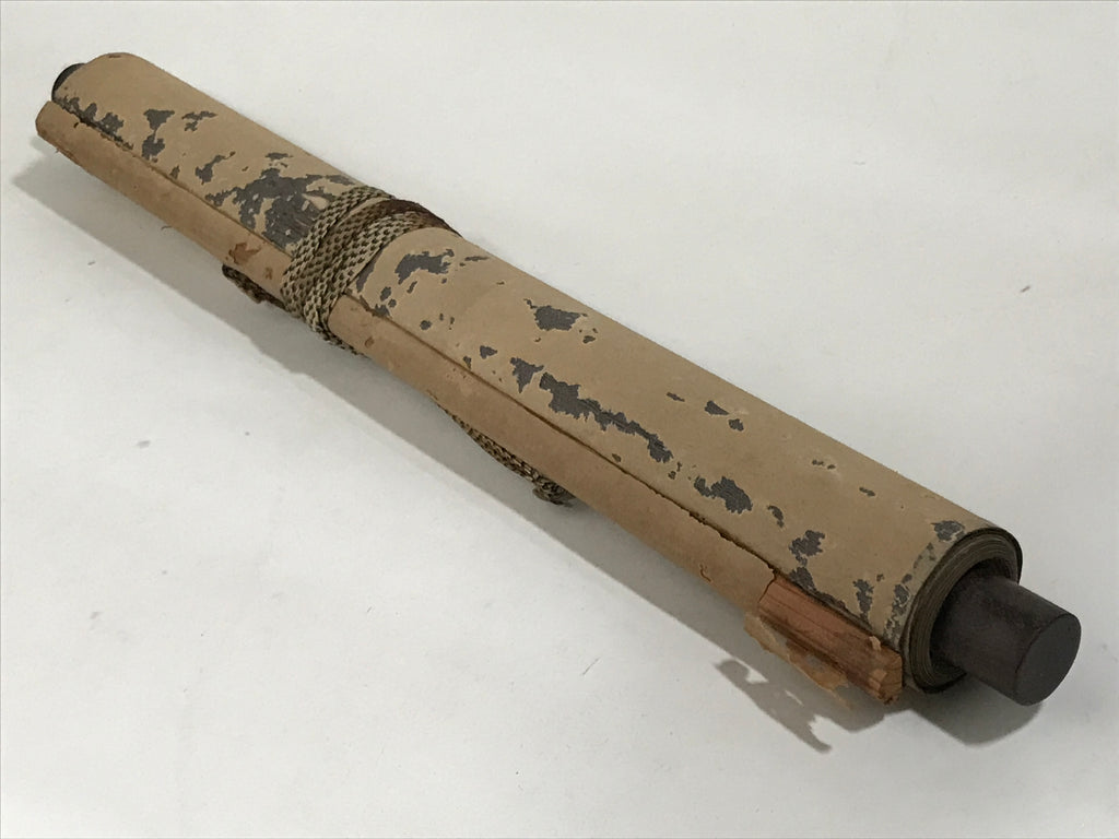 Antique Japanese Hanging Scroll Vtg Kakejiku Mountain River Boats Ink Color KJ94