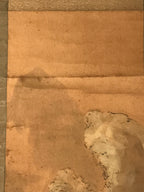 Antique Japanese Hanging Scroll Vtg Kakejiku Mountain River Boats Ink Color KJ94