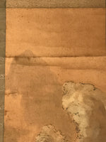 Antique Japanese Hanging Scroll Vtg Kakejiku Mountain River Boats Ink Color KJ94