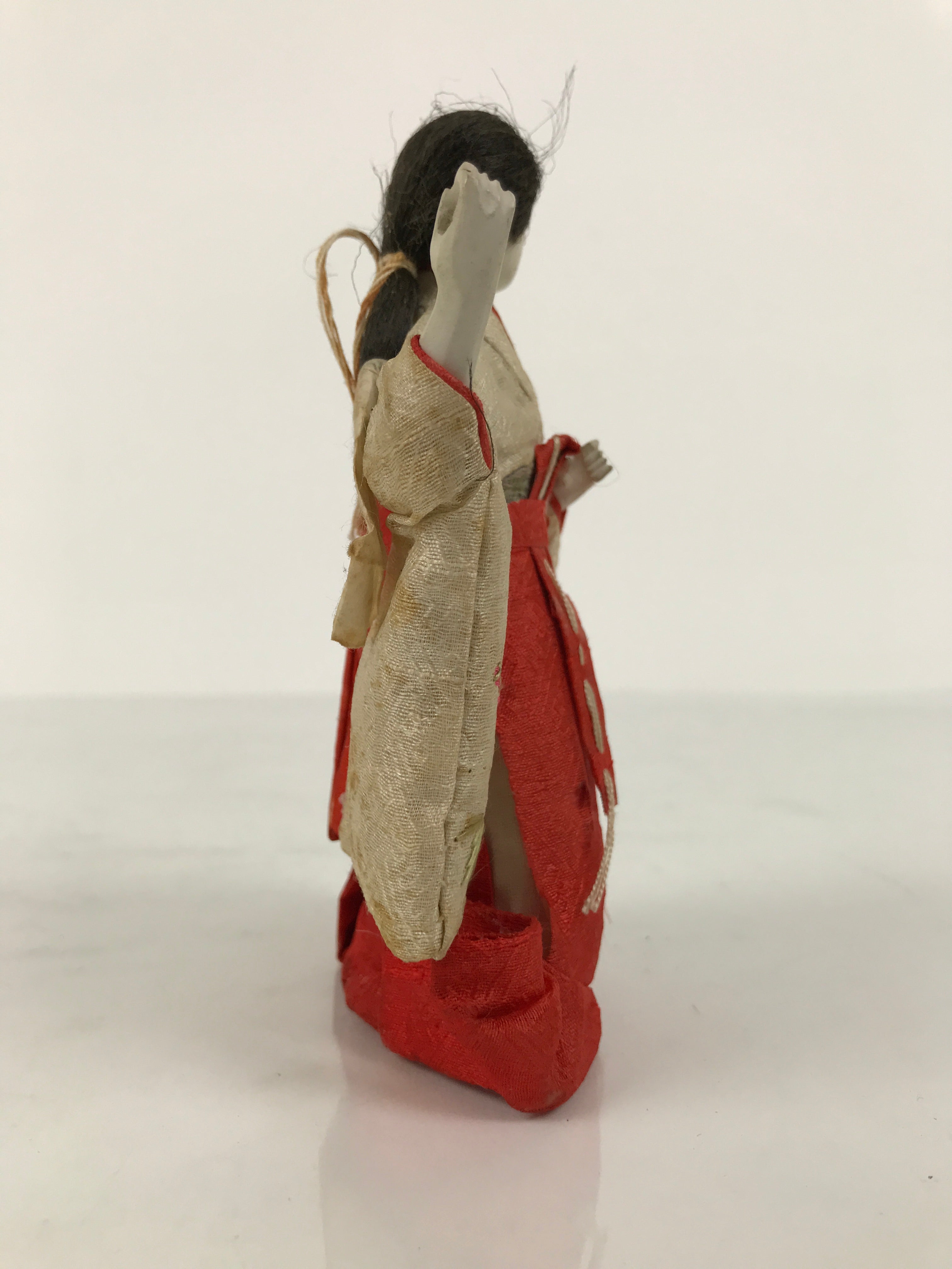 Antique Japanese Hina Doll Ningyo Court Lady Girls Day Ohinasama Silk Wood ID671