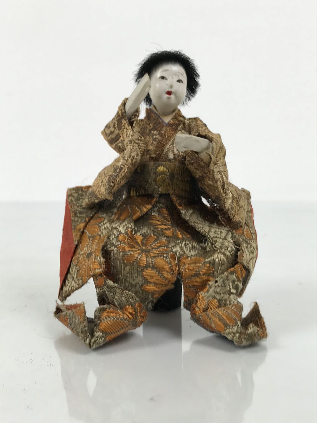 Antique Japanese Hina Doll Ningyo Court Musician Drum Girls Day Silk Wood ID665