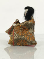 Antique Japanese Hina Doll Ningyo Court Musician Fan Girls Day Silk Wood ID666