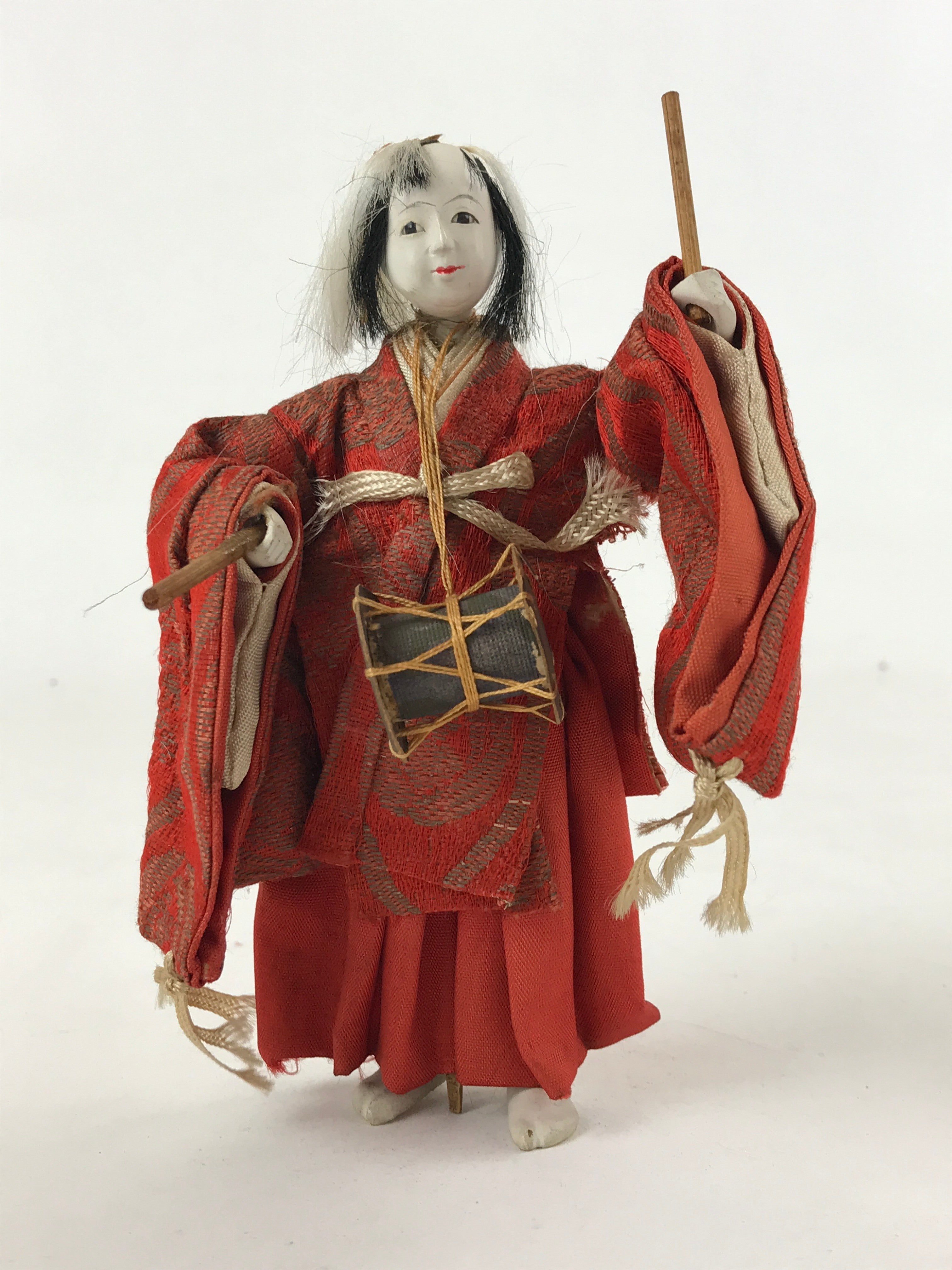 Antique Japanese Hina Doll Ningyo Girl's Day Taiko Musician C1900