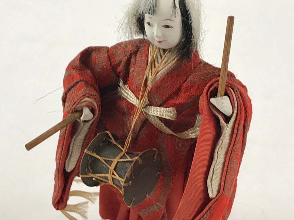 Antique Japanese Hina Doll Ningyo Girl's Day Taiko Musician C1900 Matsuri ID538