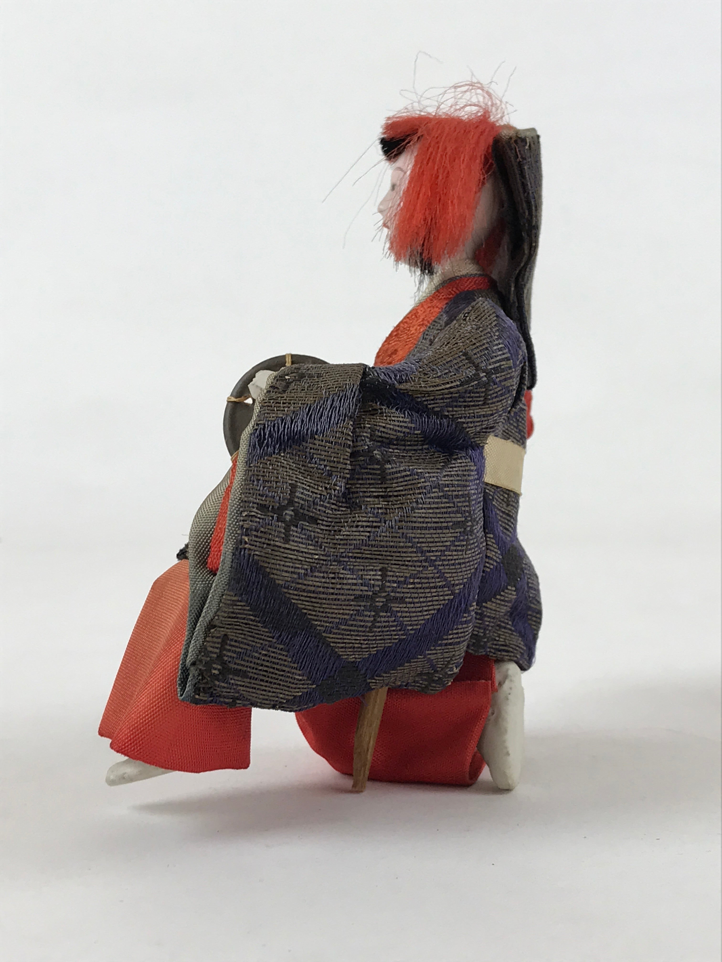 Antique Japanese Hina Doll Ningyo Girl's Day Taiko Musician C1900 Matsuri ID539