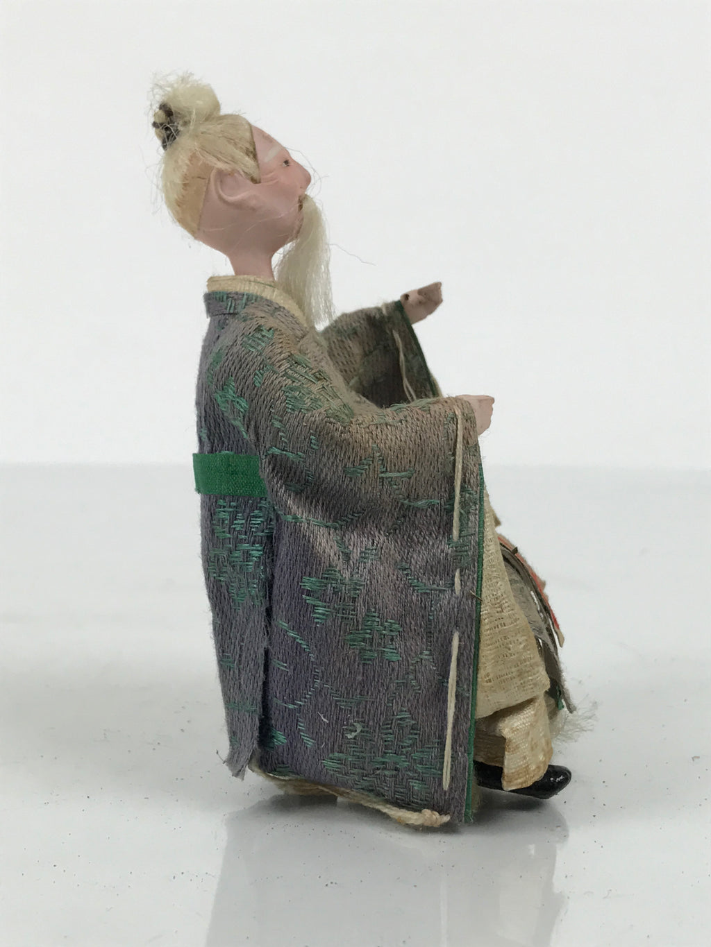 Antique Japanese Hina Doll Ningyo Old Guard Girls Day Ohinasama Silk Wood ID670