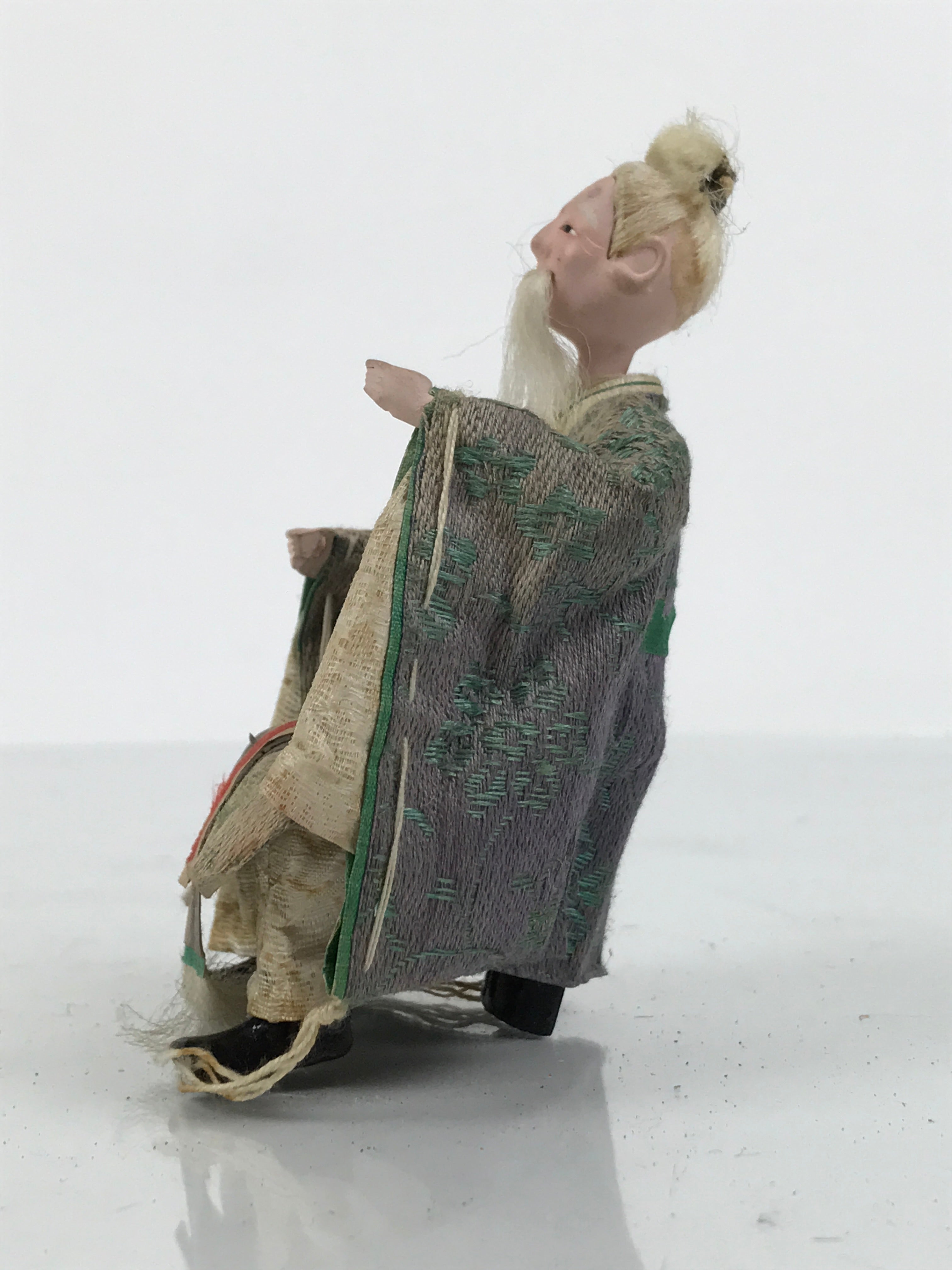 Antique Japanese Hina Doll Ningyo Old Guard Girls Day Ohinasama Silk Wood ID670