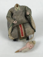 Antique Japanese Hina Doll Ningyo Old Guard Girls Day Ohinasama Silk Wood ID670