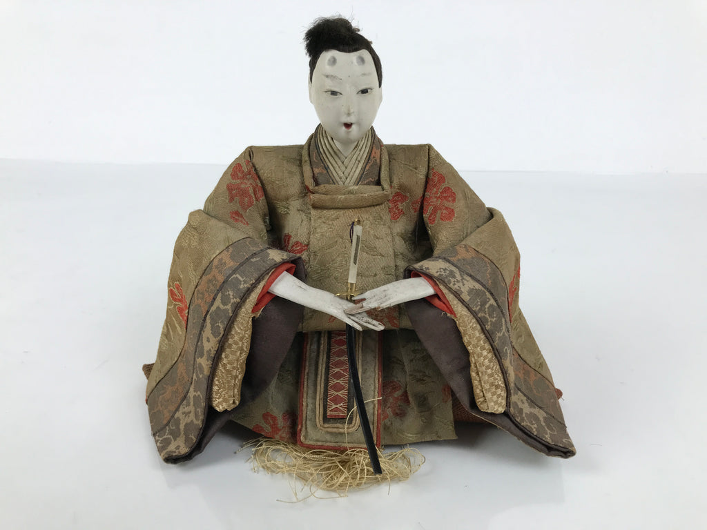 Antique Japanese Hina Doll Ningyo Prince Girl's Day Ohinasama Silk Wood ID661