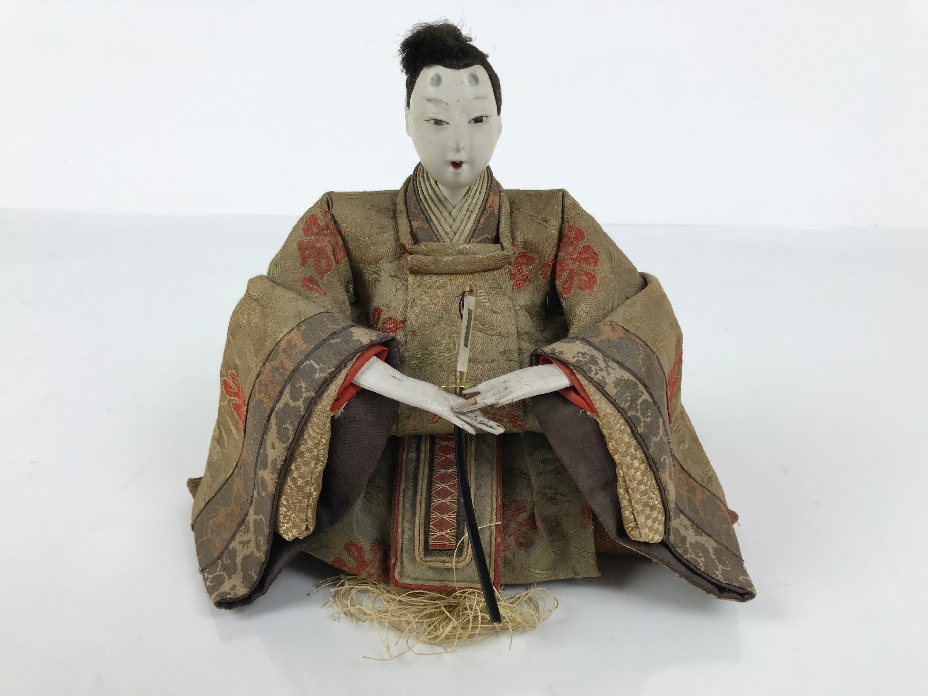 Antique Japanese Hina Doll Ningyo Prince Girl's Day Ohinasama Silk Wood ID661