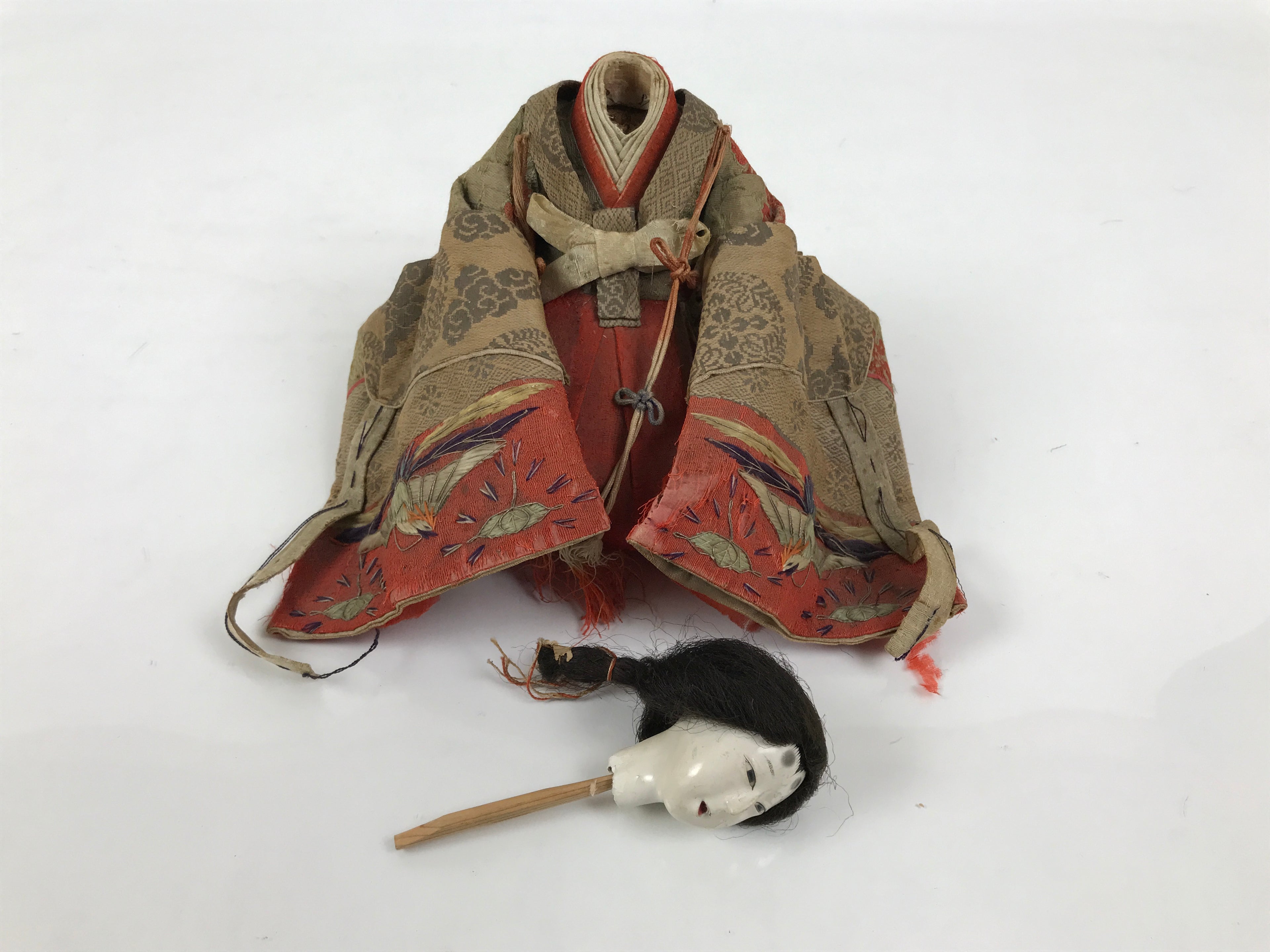 Antique Japanese Hina Doll Ningyo Princess Girl's Day Ohinasama Silk Wood ID662