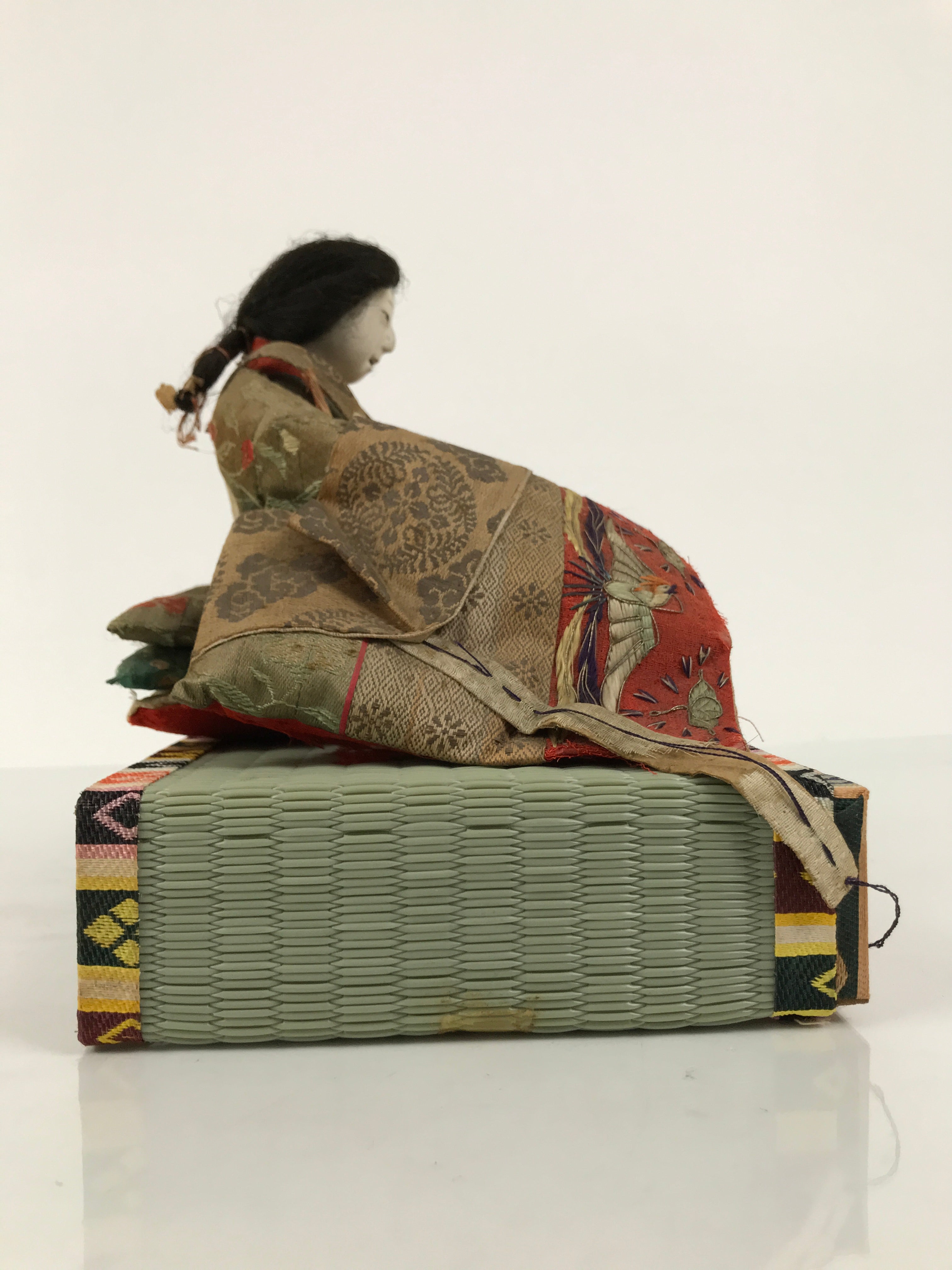 Antique Japanese Hina Doll Ningyo Princess Girl's Day Ohinasama Silk Wood ID662