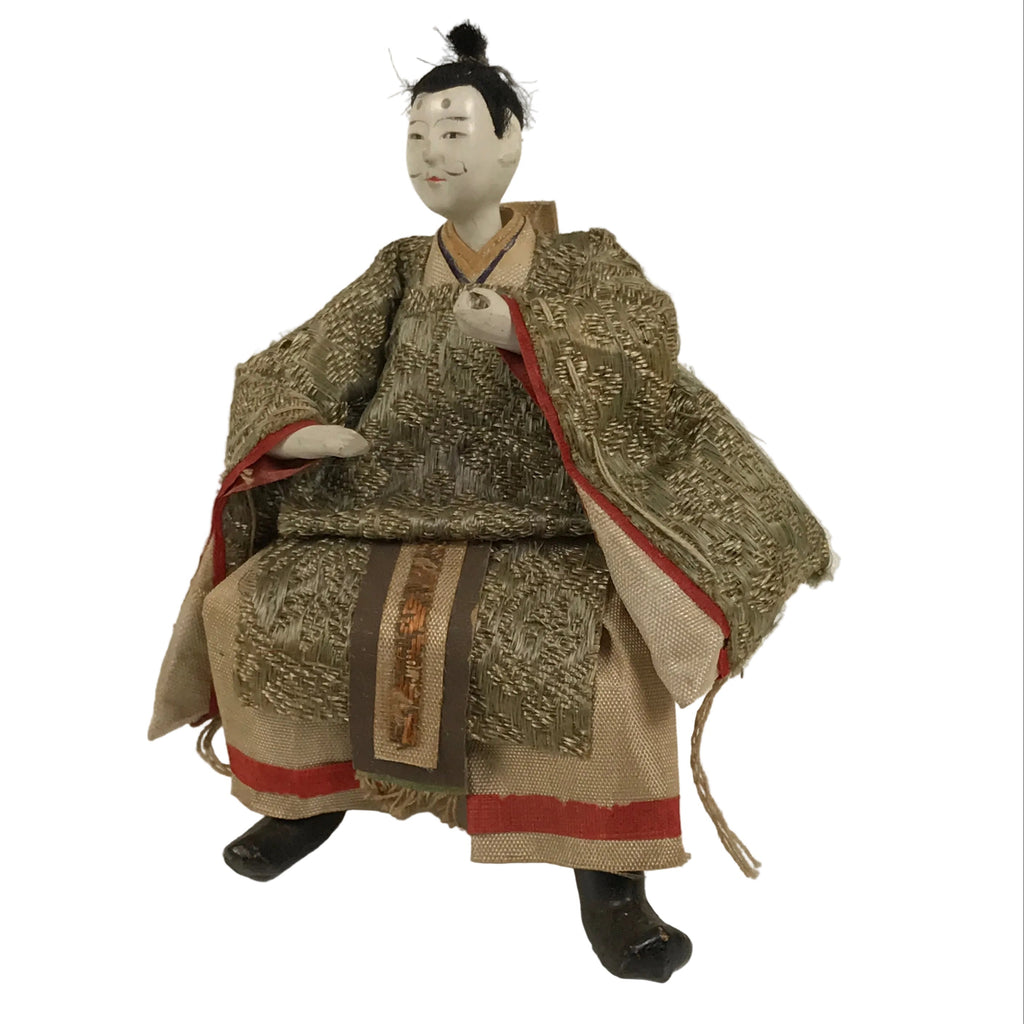 Antique Japanese Hina Doll Ningyo Young Guard Girls Day Ohinasama Silk ID668