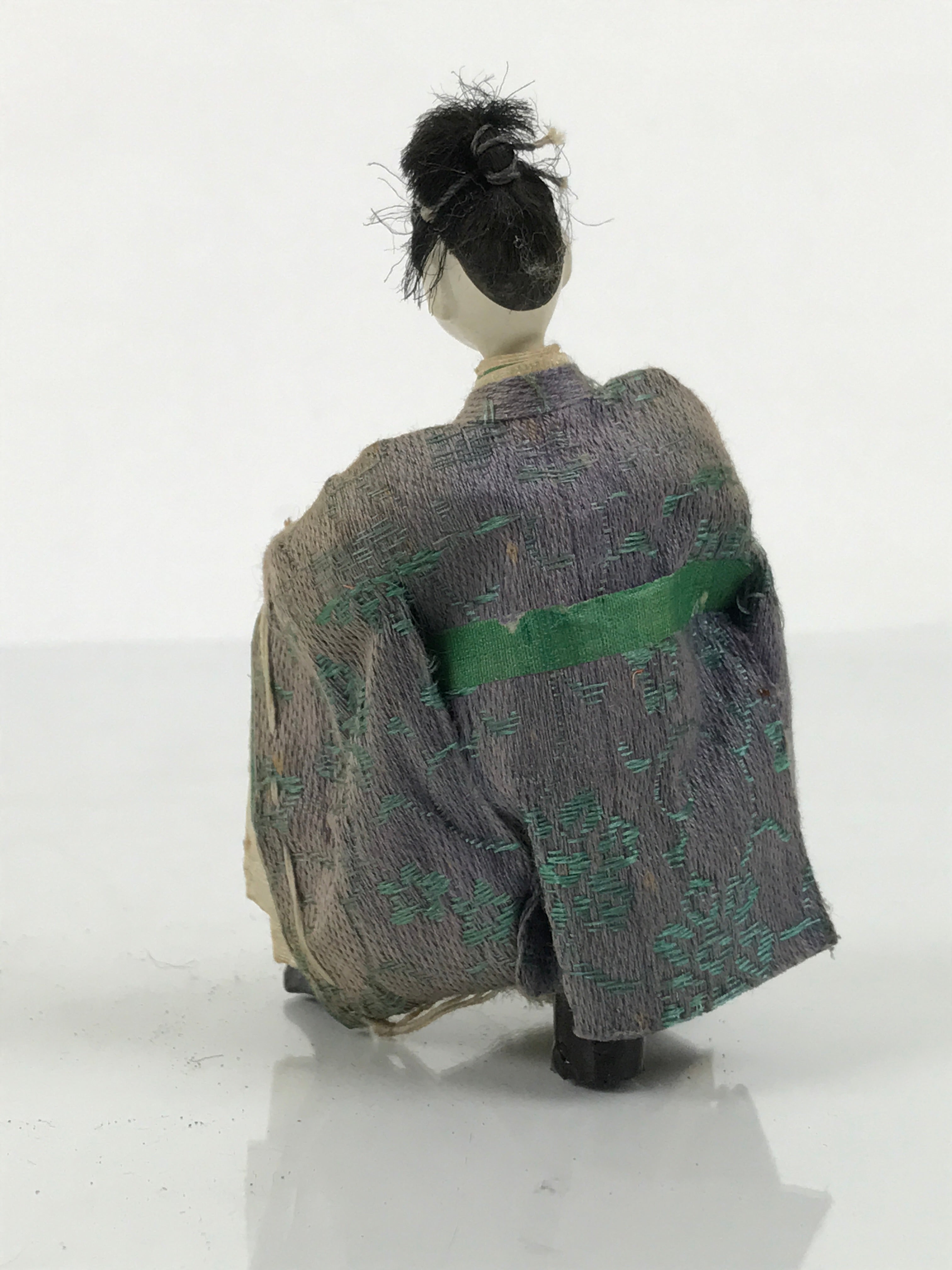 Antique Japanese Hina Doll Ningyo Young Guard Girls Day Ohinasama Silk ID669