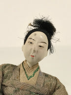 Antique Japanese Hina Doll Ningyo Young Guard Girls Day Ohinasama Silk ID669