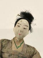 Antique Japanese Hina Doll Ningyo Young Guard Girls Day Ohinasama Silk ID669