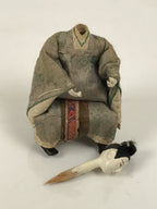 Antique Japanese Hina Doll Ningyo Young Guard Girls Day Ohinasama Silk ID669