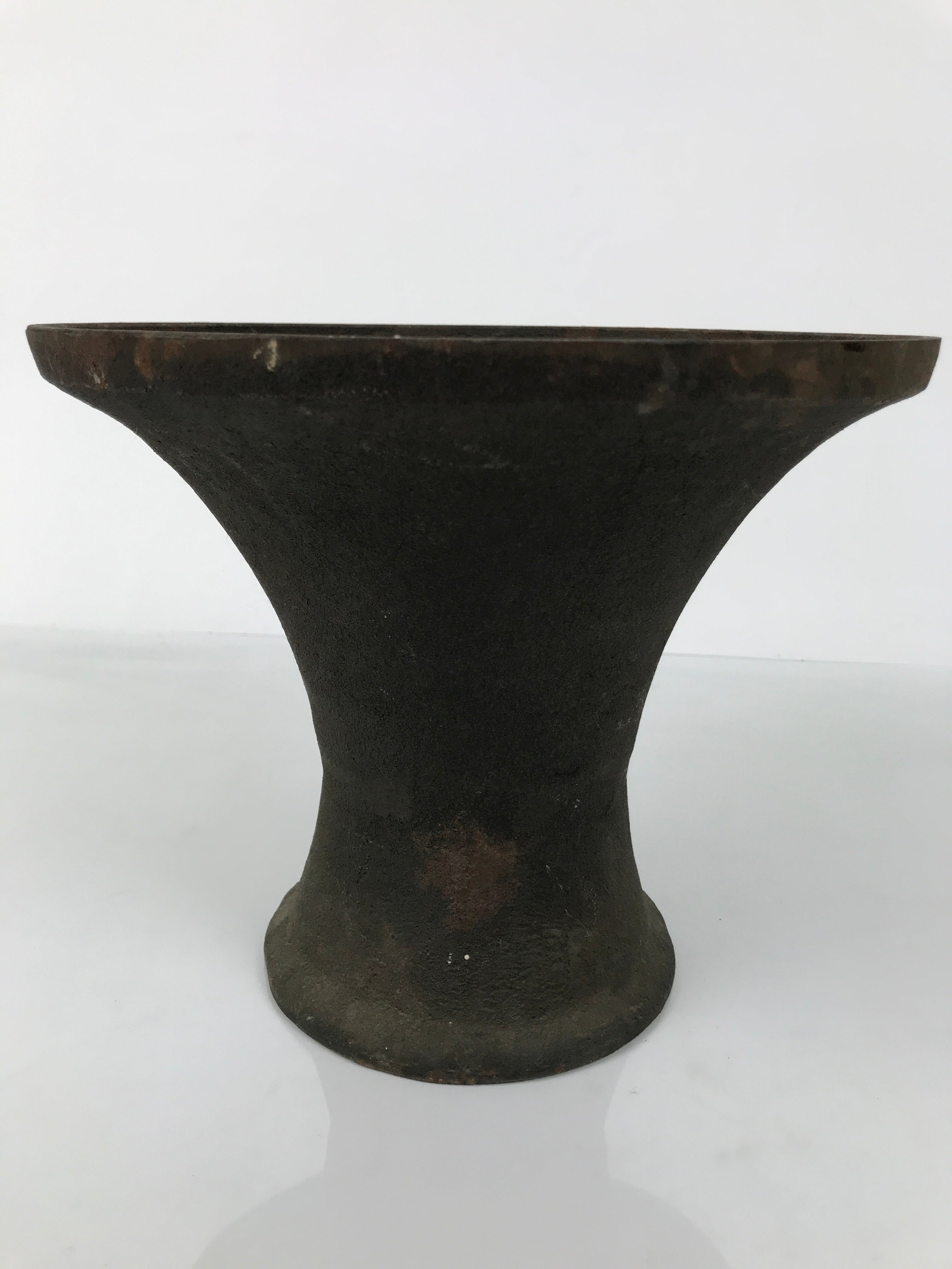 Antique Japanese Iron Metal Flower Vase Kabin Ikebana Arrangement Brown UB63