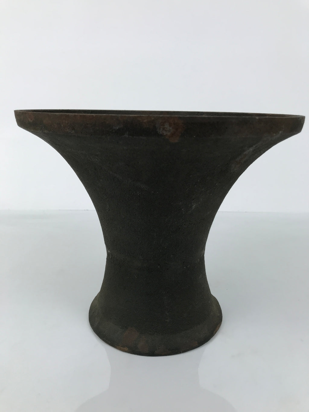 Antique Japanese Iron Metal Flower Vase Kabin Ikebana Arrangement Brown UB63