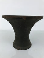 Antique Japanese Iron Metal Flower Vase Kabin Ikebana Arrangement Brown UB63