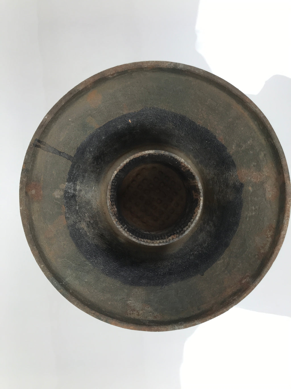 Antique Japanese Iron Metal Flower Vase Kabin Ikebana Arrangement Brown UB63
