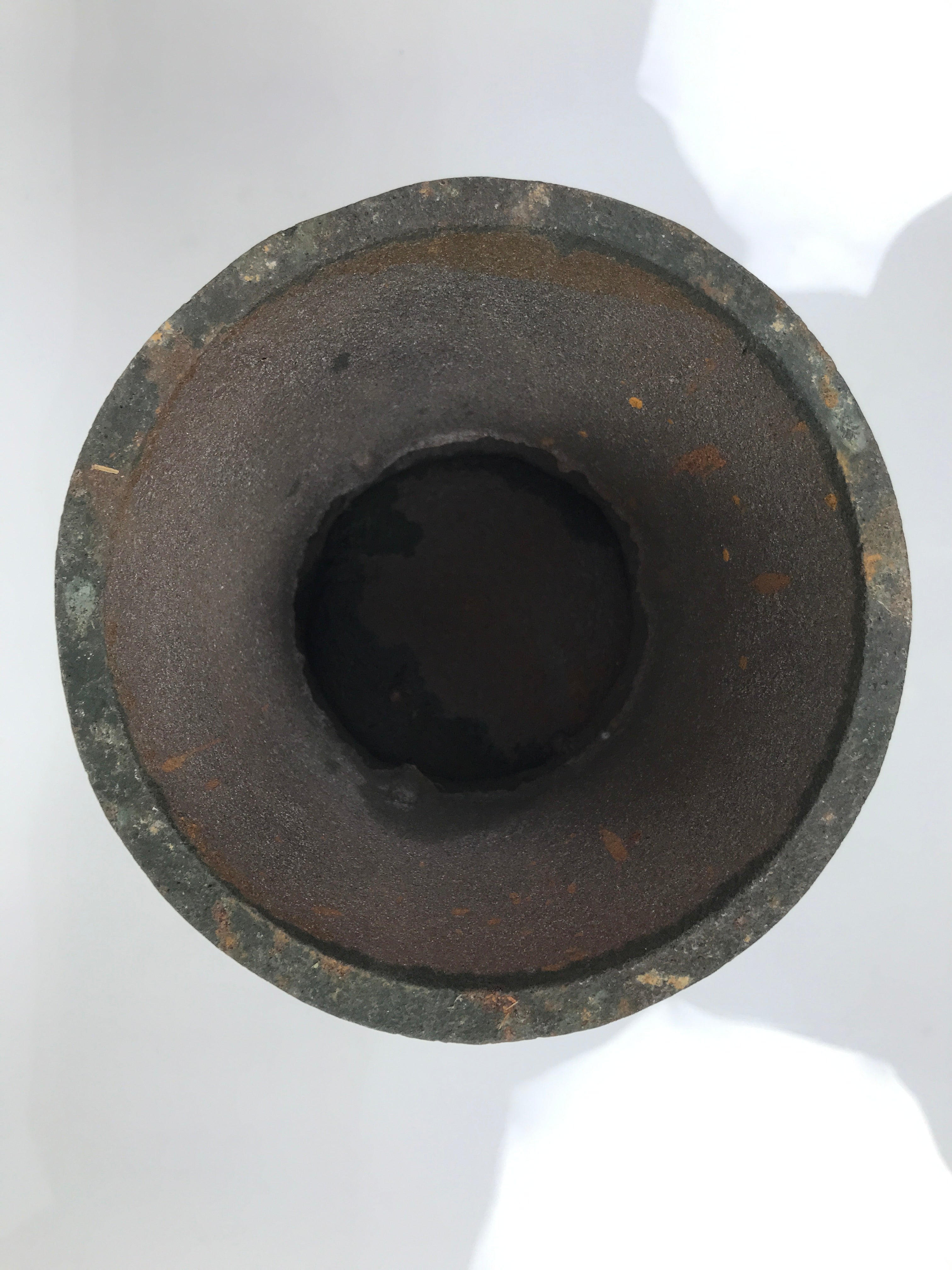 Antique Japanese Iron Metal Flower Vase Kabin Ikebana Arrangement Brown UB63