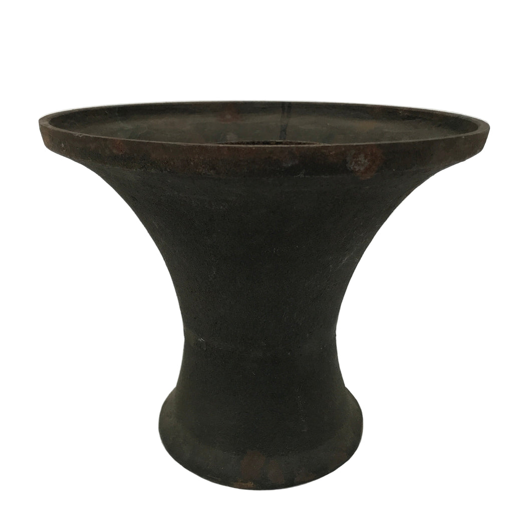 Antique Japanese Iron Metal Flower Vase Kabin Ikebana Arrangement Brown UB63